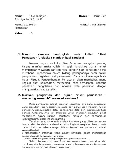 Kelompok 4 Melaksanakan Riset Pemasaran Dan Meramalkan Permintaan Untuk Menyusun Perencanaan Strategi Pemasaran.
