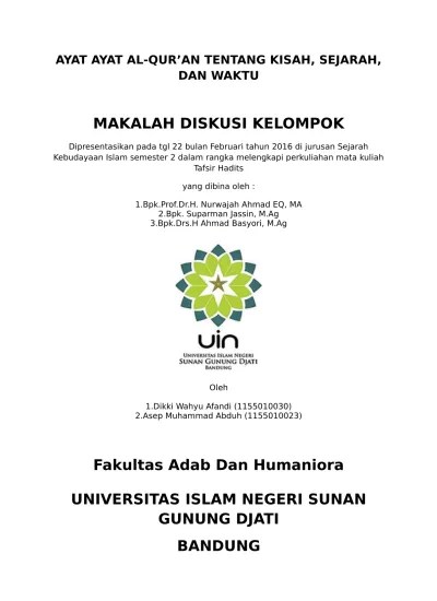 Doc Ayat Al Qur An Tentang Kisah Sejarah Dan Waktu Dikki Wahyu Afandi Academia Edu 