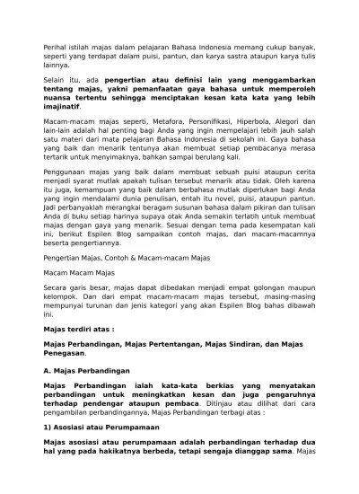 Persamaan atau simile, metafora, personifikasi, metonimi, sinekdoke, hiperbol, alusi, paradoks, oksimoron, . Perihal Istilah Majas Dalam Pelajaran Ba