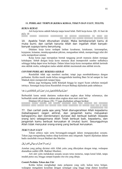 Contoh kerja keras dalam kehidupan a. 11 Perilaku Terpuji Kerja Keras Tekun Dan Ulet Teliti Perilaku Terpuji