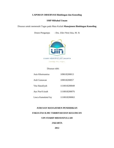 Layanan konseling kelompok dan individu harus mendapat perhatian dari guru bk karena sejatinya setiap siswa pasti memiliki permasalahan yang harus segera . Laporan Observasi Bimbingan Dan Konselin