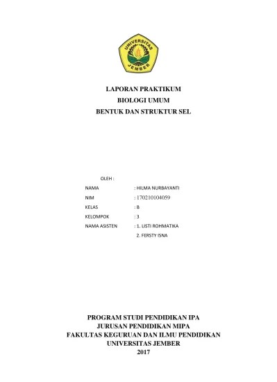 Mengadakan percobaan, membuat simpulan, menulis laporan dan mampu. Top Pdf Laporan Praktikum Biologi Umum 6 123dok Com