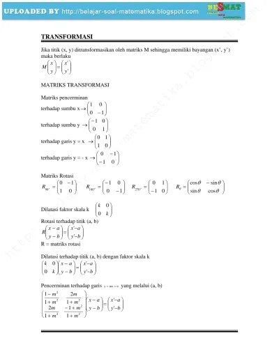 Susunan bilangan (elemen) yang disusun menurut baris dan kolom sehingga berbentuk persegipanjang. Top Pdf Rumus Dan Materi Transformasi Pdf 123dok Com