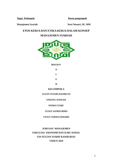 Pdf Etos Kerja Dalam Perspektif Islam 