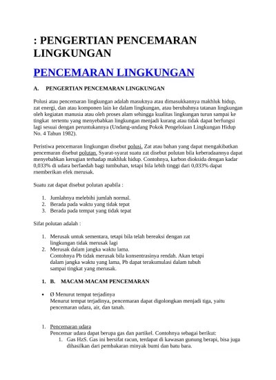 3.11.1 menjelaskan pencemaran lingkungan sebagai penyebab perubahan lingkungan. Rpp Pbl Pencemaran Lingkungan