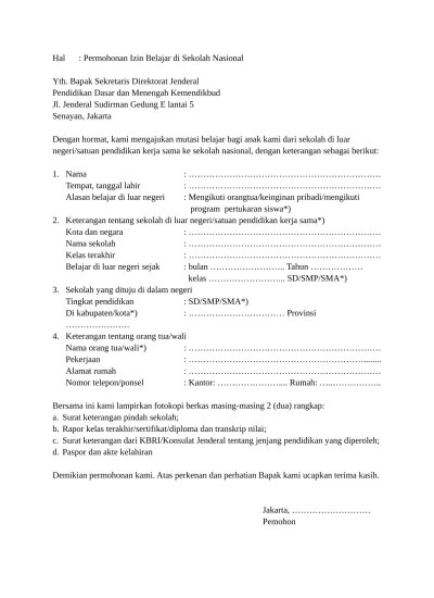 Keuangan sesuai dengan format surat permohonan pengakuan. Formulir Permohonan Surat Izin Ppl Ke In
