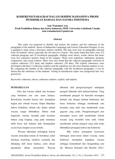Dukha, jamilatud and woro retnaningsih, s.pd, m.pd (2020) politeness strategy used by examiner on thesis proposal online . Top Pdf Koherensi Paragraf Dalam Skripsi Mahasiswa Prodi Pendidikan Bahasa Dan Sastra Indonesia 123dok Com