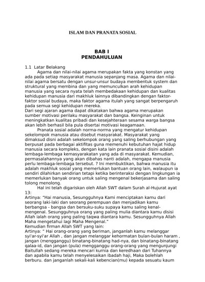 Atau mungkin peran dari pranata sosial yakni keluarga, agama, sekolah dan lainnya yang sudah tidak lagi berfungsi sebagaimana mestinya, yang pada akhirnya menjadi pertanyaan bagaimana mungkin pranata/lembaga tersebut tidak berfungsi. Top Pdf Hukum Dan Pranata Sosial Islam 123dok Com