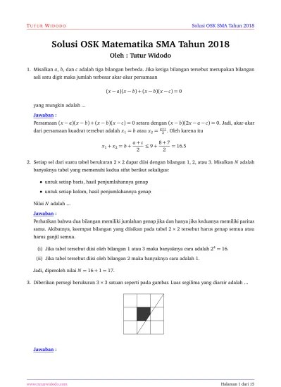 Diketahui bahwa ada tepat 1 bilangan asli n . Solusi Osk Matematika Sma Tahun 2018