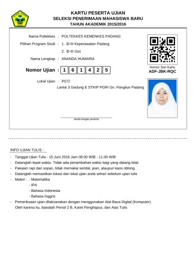 Kartu ujian nasional maupun ujian sekolah bagi peserta atau siswa. Aplikasi Cetak Kartu Peserta Ujian Full Versi Gratis