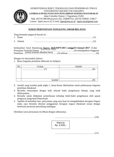 Surat Pernyataan Tanggung Jawab Negeri 