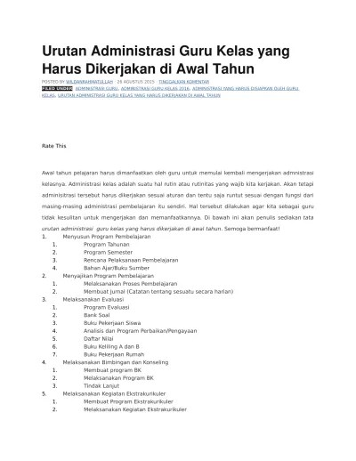 Administrasi guru mata pelajaran bahasa arab kelas vii ari sundari, s.pd.i nip. Top Pdf Administrasi Guru Kelas 123dok Com