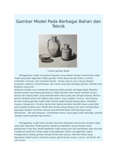 Gambar Model Pada Berbagai Bahan Dan Tek Teknik dan Alat Menggambar Model.