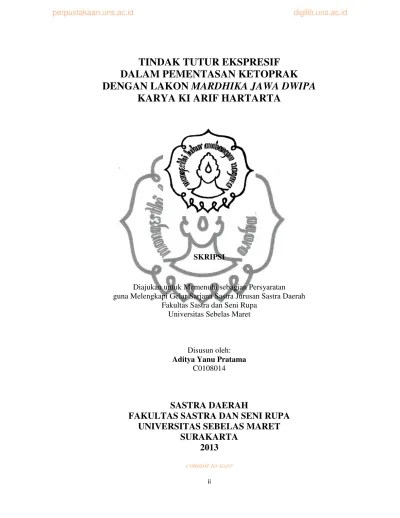 Kethoprak iku kesenian tradisional kanga sale saka jawa tengah. Struktur Dramatik Teks Ketoprak Dalam Lakon Sri Huning Mustika Tuban