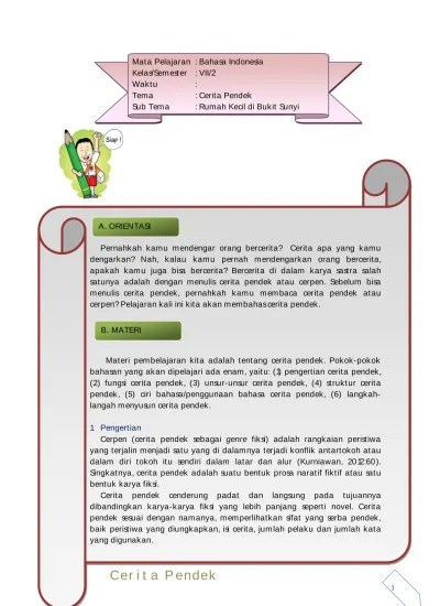 Teks Cerpen untuk SMP Kelas VII