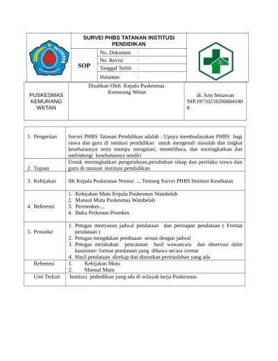Jaga jarak (physical distancing) minimal 1 meter. Format Pendataan Phbs