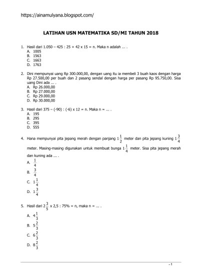 Download latihan soal ujian sekolah (us) matematika smp dan pembahasan · soal latihan un unbk unkp ipa smp tahun 2018/2019 (disini) · soal latihan . Top Pdf Usbn Matematika 2018 2 123dok Com