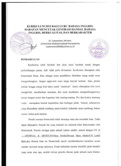 Yuk simak contoh surat pena dalam bahasa inggris. Top Pdf Kurikulum 2013 Bagi Guru Bahasa Inggris 1 123dok Com