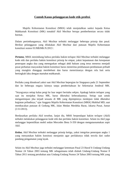 Otentik mungkin saja menimbulkan kasus pidana. Contoh Kasus Pelanggaran Kode Etik Polis 1