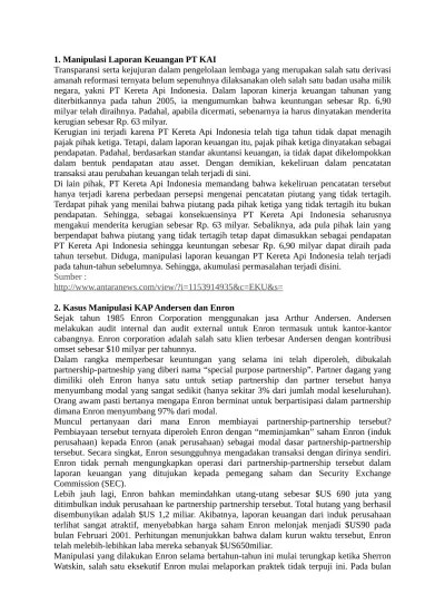 Pelaksanaan prinsip gcg didasarkan pada peraturan menteri bumn no. Top Pdf Kasus Pelanggaran Etika Bisnis Enron Doc 2 123dok Com