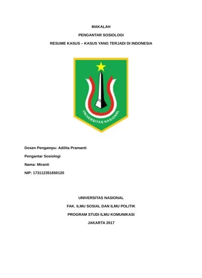 Keep the letter between one to three paragraphs in length. Makalah Pengantar Sosiologi Ekonomi Resume Kasus