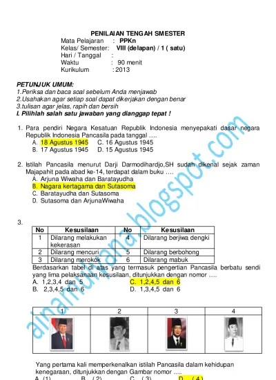 Kami berbagi contoh soal ujian tengah semester untuk semester 1. Soal Uts Plh Kelas 6 Semester 1