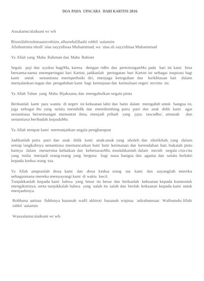 Check spelling or type a new query. Doa Pada Upacara Hari Kartini 2016
