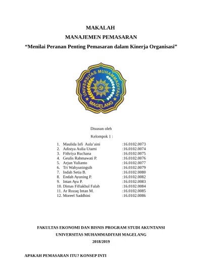 Misalnya, seorang tenaga penjualan mobil yang tahu pelanggan itu . 376263511 Makalah Manajemen Pemasaran 1 Kelompok 1 Docx