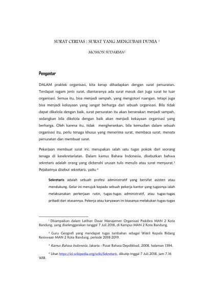 Petugas yang mengagendakan surat disebut agendaris. Modul Menangani Surat Dokumen
