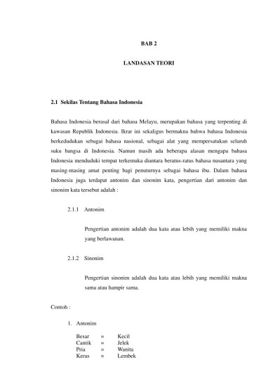 Halaman ini berguna untuk mencari sinonim atau persamaan atau kata lain dari suatu kata. Top Pdf Digital Antonim Dan Sinonim 123dok Com