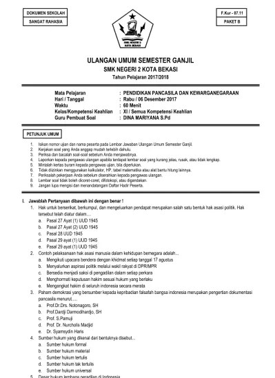 Berikut daftar link soal penilaian tengah semester (pts) ganjil tahun pelajaran . Top Pdf Ulangan Umum Semester Ganjil Smk Negeri 123dok Com
