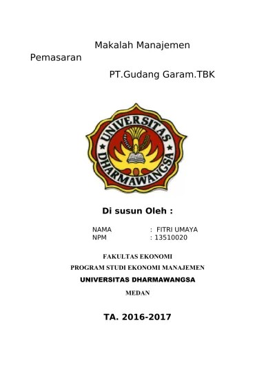 View makalah manajemen.docx from pkn 101 at sma negeri 4 bekasi. Top Pdf Makalah Manajemen Pemasaran 123dok Com