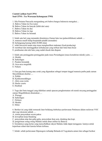 Apa saja jenis soal tes cpns? Tes Cpns 2018 Soal Cpns 2018 Soal Psikotes Seleksi Cpns Pdf