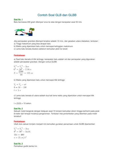 Soal nomor 2 jawabannya e. Top Pdf Contoh Soal Glb Dan Glbb 123dok Com