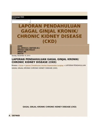 View laporan pendahuluan gga.docx from keperawata 101, 299 at muhammadiyah university of jakarta. Gagal Ginjal Kronik Karya Tulis Ilmiah Gagal Ginjal Kronik