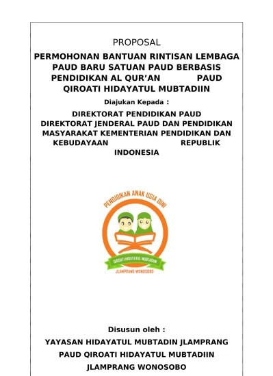 Bantuan sarana pembelajaran ape (alat permainan edukatif) paud . Contoh Proposal Rintisan Paud Baru 2016