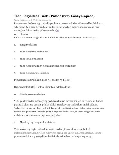 Diajukan untuk memenuhl tugas akhlr pelt(uliahan. Top Pdf Hukum Pidana Penyertaan Deelneming Ppt 123dok Com