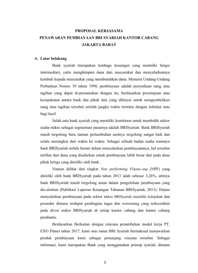 Download contoh surat kerjasama sekolah dengan berbagai pihak. Proposal Kerjasama Dan Penawaran Pembiayaan