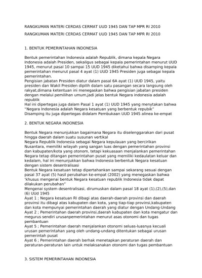 View rangkuman materi amandemen uud 1945.docx from edu 1021 at state university of yogyakarta. Rangkuman Materi Cerdas Cermat Uud 1945