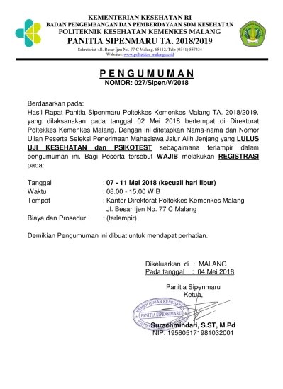 Maybe you would like to learn more about one of these? Politeknik Kesehatan Kemenkes Malang