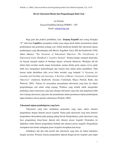 Di mana setiap komputer terhubung langsung dengan komputer/alat lain melalui sebuah link khusus. Revisi Taksonomi Bloom Dan Pengembangan