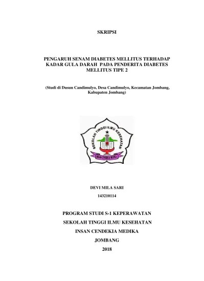 PEMERIKSAAN KADAR TRIGLISERIDA PADA PENDERITA DIABETES MELLITUS TIPE 2  (Studi Di Puskesmas Mojoagung Kabupaten Jombang) - STIKES Insan Cendekia  Medika Repository