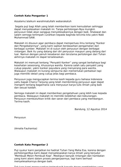 Dalam kesempatan ini, penulis mengucapkan banyak terima kasih kepada semua pihak yang telah membantu dalam penyusunan laporan praktik kerja . Contoh Kata Pengantar Laporan Kerja