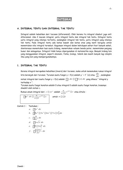 Ada 2 macam integral, yaitu integral tentu dan . Top Pdf Aplikasi Integral Dalam Bidang Ekonomi 123dok Com