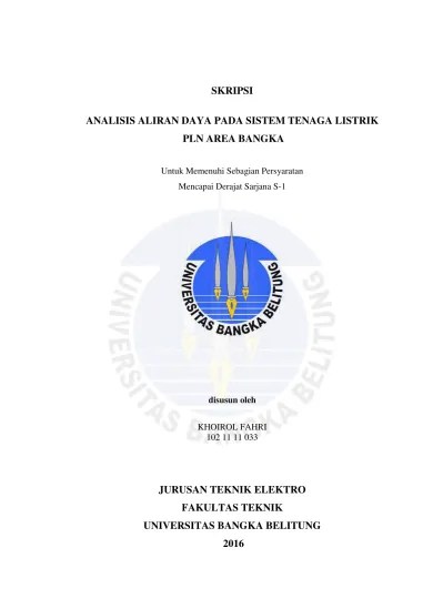 Upj klaten rayon boyolali berdasarkan indeks . Skripsi Analisis Aliran Daya Pada Sistem Tenaga Listrik Pln Area Bangka