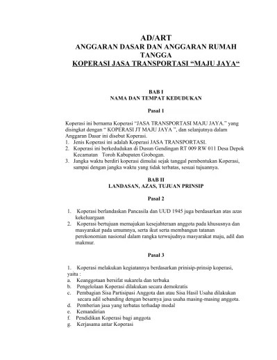 A bahwa berdasarkan permohonan notaris fathiah helmi, sh sesuai akta nomor. Contoh Anggaran Dasar Dan Aturan Rumah T