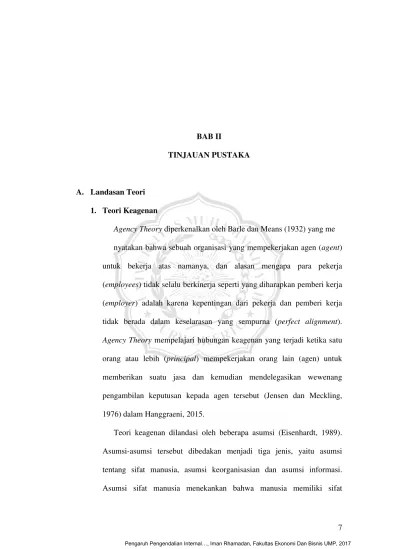 Top PDF BAB II TINJAUAN PUSTAKA A. Landasan Teori 1. Teori Keagenan - BAB  II IMAM RHAMADAN AKT'17 - 123dok.com