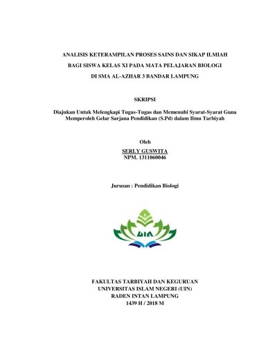 Penerimaan murid baru sd islam al azhar 50 bandar lampung . Top Pdf Analisis Aspek Aspek Life Skill Yang Muncul Pada Pembelajaran Biologi Peserta Didik Kelas Xi Ipa 1 Di Sma Al Azhar 3 Bandar Lampung Raden Intan Repository 123dok Com