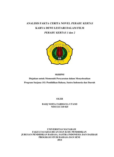 ANALISIS FAKTA CERITA NOVEL PERAHU KERTAS KARYA DEWI LESTARI DALAM FILM PERAHU  KERTAS 1 dan 2