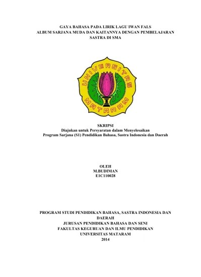 Setelah membaca lirik lagu lingsir wengi, apa yang ada di pikiranmu? Pendahuluan Bahasa Figuratif Dalam Lirik Lagu Pada Album The Very Best Of Iwan Fals Dan Pemaknaannya